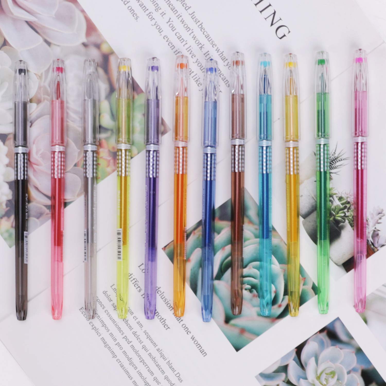 Amazon | 48色 メタリック ネオン パステル ラメ インクゲルペン お